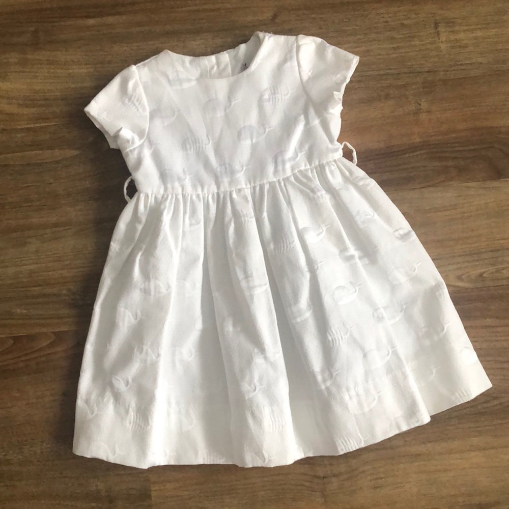 Monnalisa Bebe White Whale Pattern Party Formal Dress Size 12 Months NWT